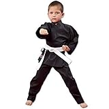 Pro Force 6oz Student Karate Gi / Uniform - Black - Size 0,Black,Size 0 (45'/70 lbs)