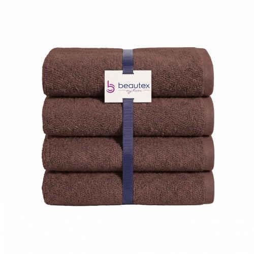 BEAUTEX Gästehandtücher 4er Set 30x50 Dunkelbraun 550 g/m²