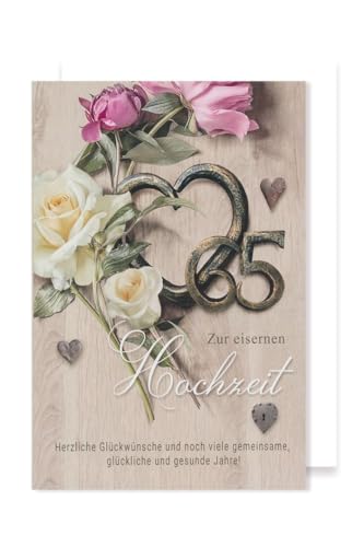 AvanCarte Eiserne Hochzeit 65 Hochzeitstag Karte Grußkarte Eisernes Herz 16x11cm AvanCarte Eiserne Hochzeit 65 Hochzeitstag Karte Grußkarte Eisernes Herz 16x11cm