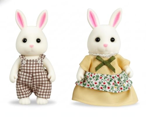 Set de 2 Muñecos Conejo Blanco Flocked 3 Pulgadas miniatura 1