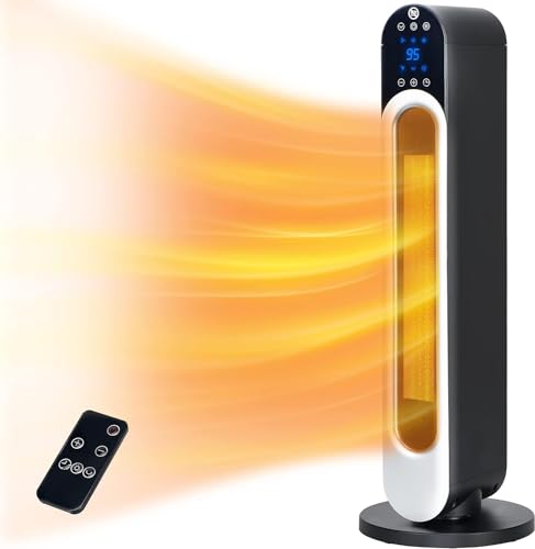 Calentador Eléctrico para Hogar, Calentador de espacio portátil con termostato, calentadores de espacio de cerámica PTC eléctricos de 1500 W for uso en interiores con control remoto, temporizador de 1