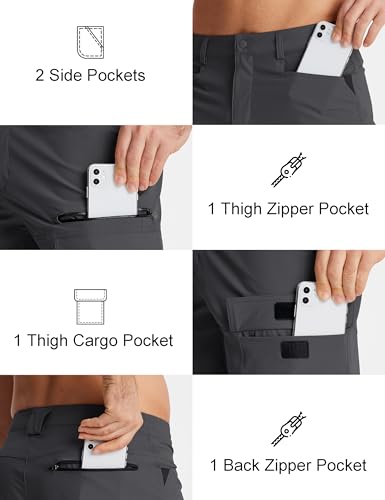 MAGCOMSEN Bermuda Shorts for Men Quick Dry Summer Shorts Outdoor Hiking Shorts Golf Casual Shorts Dark Grey,32