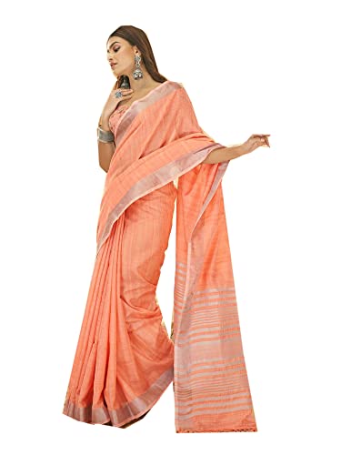 Sari indien traditionnel moderne lin doux imprimé kaki vêtement femme pêche 2532