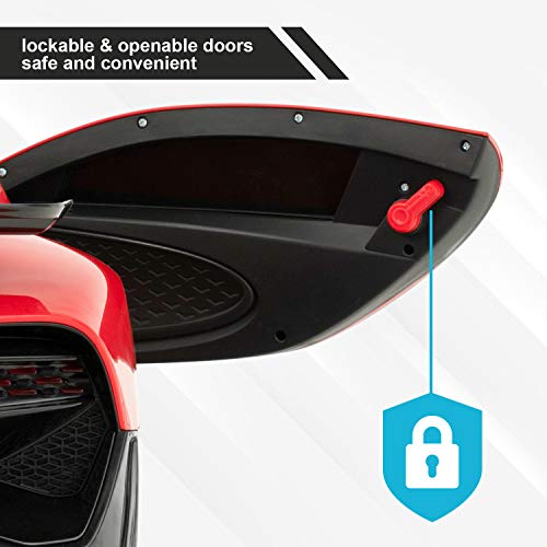 Uenjoy 12V Licensed Bugatti Divo Kids Ride On Car Electric Cars Motorized Vehicles for Kids, with Remote Control, Music, Horn, Spring Suspension, Safety Lock, Red