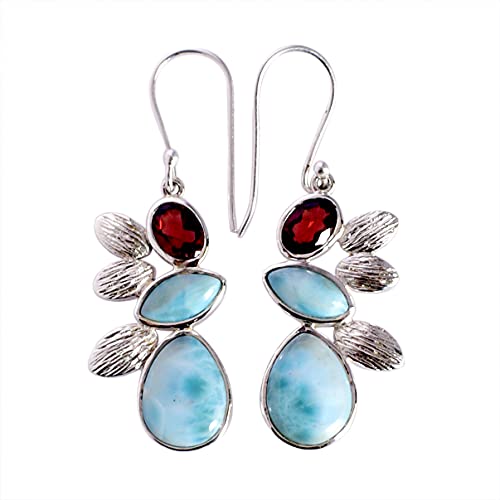 Pendientes de plata 925 infantiles de larimar natural para comuniones y fiestas