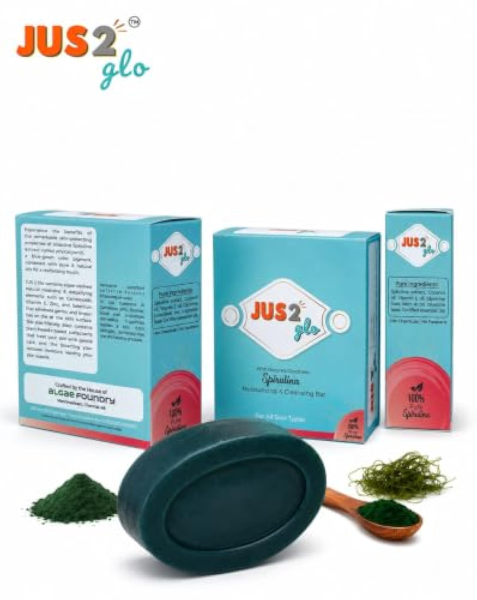 Glo Detoxifying Soap Bar with Spirulina and Activated Charcoal, 100g