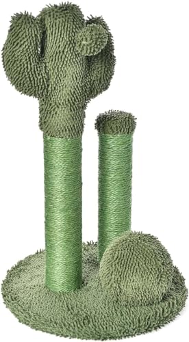 Amazon Basics Cat Scratching Post Indoor Cactus Triple Posts for Cats & Kittens with Dangling Ball Large 68.58 cm H Green