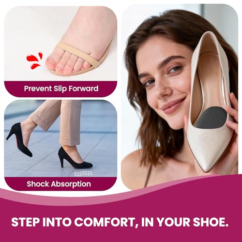 Image of Ball of Foot Cushion Pads for Women - Bukihome 4-Pair Metatarsal Pads Prevent and Alleviate Ball-of-Foot Pain, Non-Slip Prevent Sliding Forward Forefoot Cushions for High Heels, Sandals (Black)