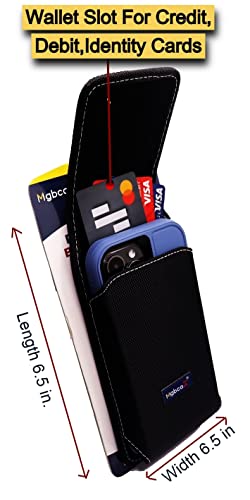 Mgbca Nylon Phone Pouch For Iphone 14 13 12 / Iphone Pro Rugged W/Fixed Secure Holster, Belt Loop Clip Holder, Magnetic Closure, Fit Slim-Fit Or Defender Case On Cell Phone (Black-Vertical) #TOP4