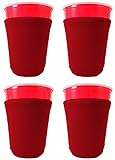 Blank Neoprene Party Cup Coolie (4 Pack, Red)