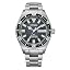 Silver-Tone Bracelet & Black Dial