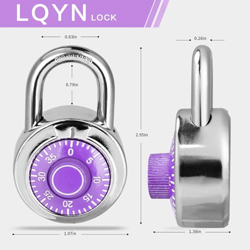 Combination Lock, LQYN Standard Dial Combination Lock, Pack of 12; Purple Turnplate, 2 in. Wide, Fixed Three Digital Combination, for School, Gym & Locker, Toolbox, Gate by LQYN - Image 6