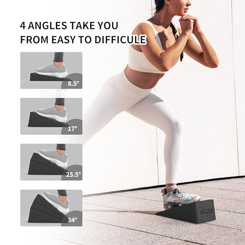 PROIRON 3Pcs Slant Board Squat Wedge Blocks, Calf Stretcher 660LB Heavy Duty, Leg Foot Calf Stretch Board 8°- 34° Adjustable, Calf Raise Yoga Wedge Block, Incline ATG Squat Ramp, Non-Slip Foam Wedge - Image 5