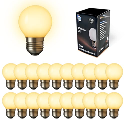 Kit 20 Lampada Led Bolinha 3w Para Varal Festa Espelho E27 G45 Bivolt Cor Branco-quente