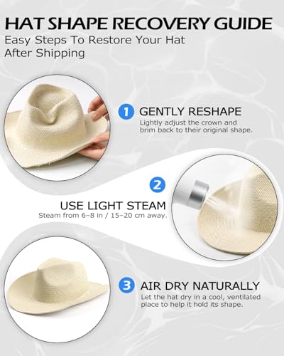 Image of Zylioo XXL Straw Cowboy Hat,Large Size Western Cowgirl Hat,Wide Brim Summer Sun Hats,Breathable Beach Travel Hats