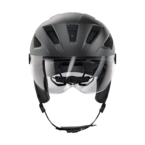 Kask miejski ABUS Pedelec 2.0 ACE - kask rowerowy z tylnym światłem, daszkiem, osłoną przeciwdeszczową, ochroną uszu - dla mężczyzn i kobiet