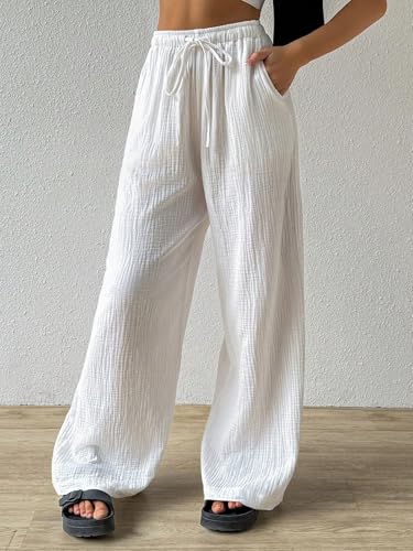 Image of Shasmi Women's Trousers | Wide Leg Casual Pants Featuring a Relaxed Silhouette | Secure fit for All-Day wear | Convenient Side Pockets | Straight-Leg Cut | Elegant Design | Premium (157)