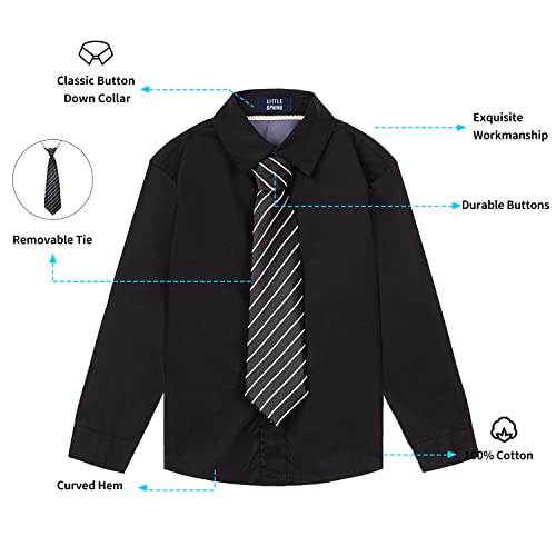 Image of LittleSpring Boys Button Down Long Sleeve Uniform Dress Shirts with Tie