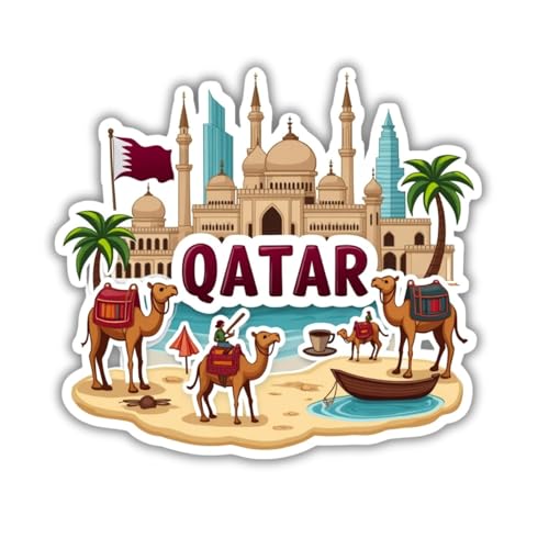 Image of Zesta Wooden Fridge Magnets Set | Refrigerator Decor Magnets for Kitchen | India Souvenir Fridge Magnet Collection | Wooden Magnet for Fridge Door Decoration (Qatar)