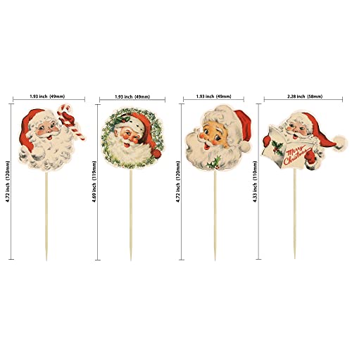 Gyufise 36Pcs Merry Christmas Cupcake Toppers Retro Santa Claus Head Cupcake Picks Decorations Santa Claus Xmas Holiday Cupcake Picks Christmas Party Cake Decorations #TOP1