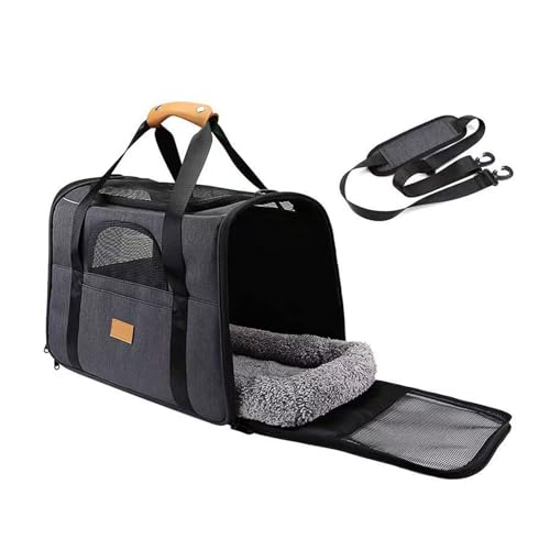 Bolsa plegable para mascotas ligera con paneles de malla transpirable y gran capacidad interior 3