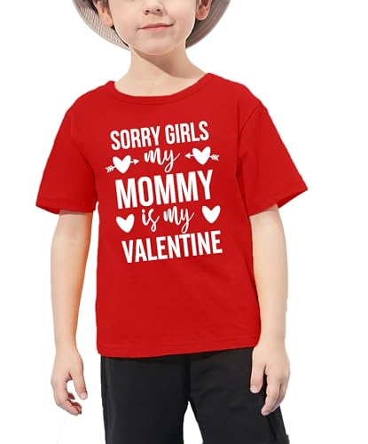 Image of VVNTY Valentines Shirts Toddler Boys Love Heart Graphic Tee Funny Letter Print Tops