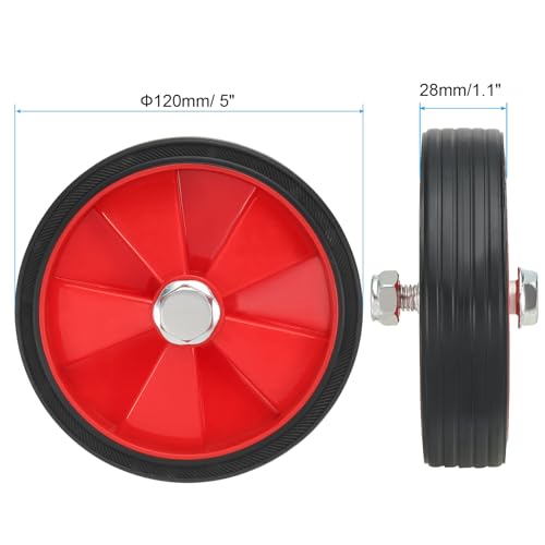Roues de compresseur d'air 5" PATIKIL avec vis et écrou de rechange universelle rouge - 2