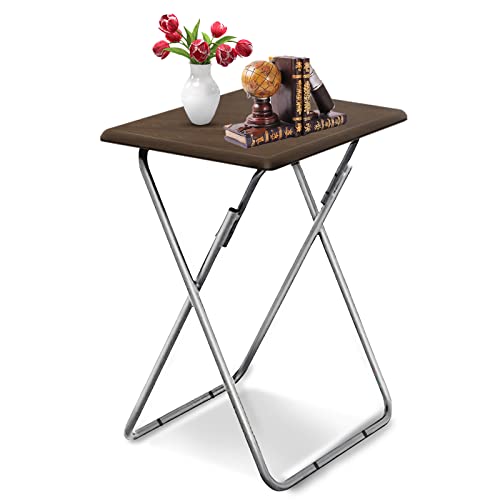 Image of Garden 4 you 25In Portable Folding TV Tray Table on Bed & Sofa,TV Dinner Tray with Sturdy MDF,Portable Table with No Assembly Required （Walnut,1PC）