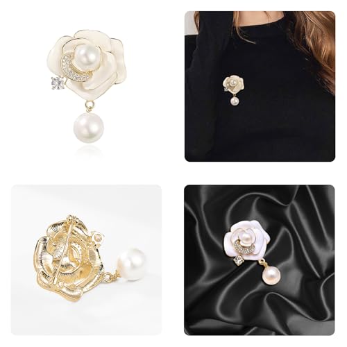 Image of Gold Crystal Flower Wreath Brooches for Womne Elegant Rhinestone Pearl Floral Brooch Pins Fashion Jewelry Brooch pin Accessories for Women Gift