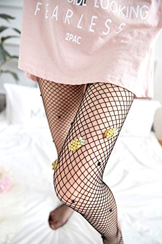 Image of Ulalaza Sparkle Hollow Out Letter Nude Colorful Rhinestone Hot Drilling Fishnet Pantyhose Tights for women Luminous