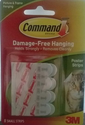 Command Poster Hanging Strips, Small, White, 8-Strip