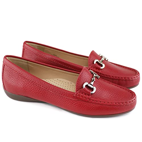 Women's Genuine Leather Slip on Buckle Loafer3