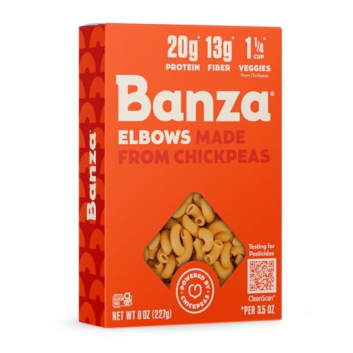 Banza Elbows Pasta from Chickpeas - Gluten Free, High Protein, and Lower Carb Protein Elbows Chickpea Pasta - 8oz