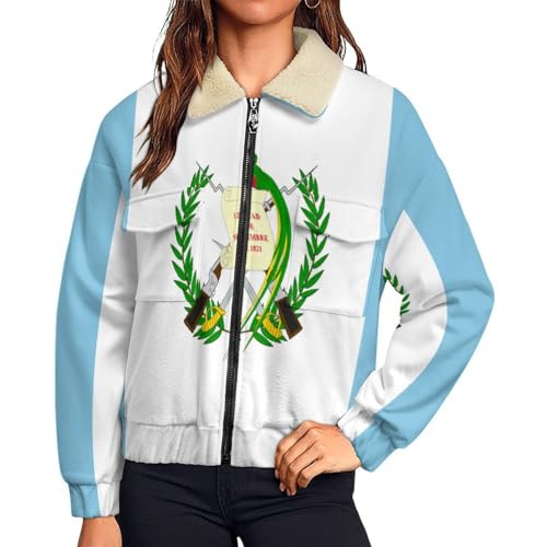 Sweat polaire femme drapeau Guatémaltèque bleu clair à coupe grande taille veste d'hiver