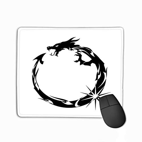注文のマウスパッドファッション、それ自身の尾を食べる独特な印刷されたマウスのマットの設計黒龍ウロボロス簡単