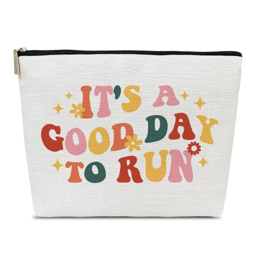 Ythuil Groovy Running Gifts Makeup Bag, Gifts for Women, Marathon Lovers, Sports Accessories for Women, It's a Good Day to Run Cosmetic Bags for Purse