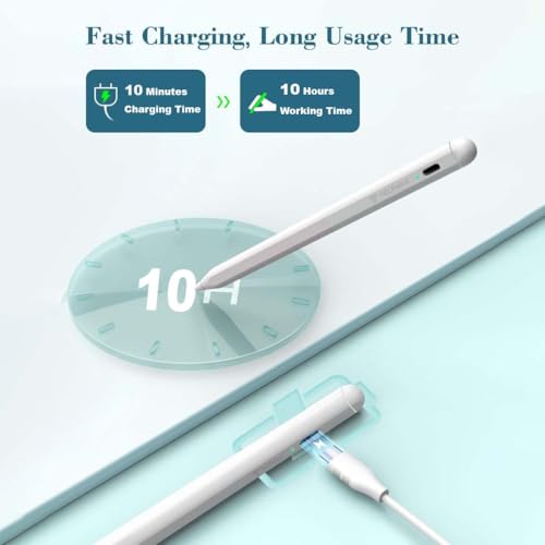 Image of iPad Pencil Stylus Pen, Bluetooth, 10-minute Charge, Palm Rejection, Tilt, Magnetic Attraction, Compatible iPad2018-2025, iPad 10th / 11th Gen, Pro 11, 12.9 & M4, Air 4 /5 /M2 /M3, Mini 6 / A17Pro