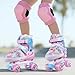 Hualonger 4 Size Adjustable Kids Roller Skates for Girls Boys, Beginner Toddler Skates with Light Up Wheels, Indoor Outdoor Sports for Ages 3-5 5-8 8-12
