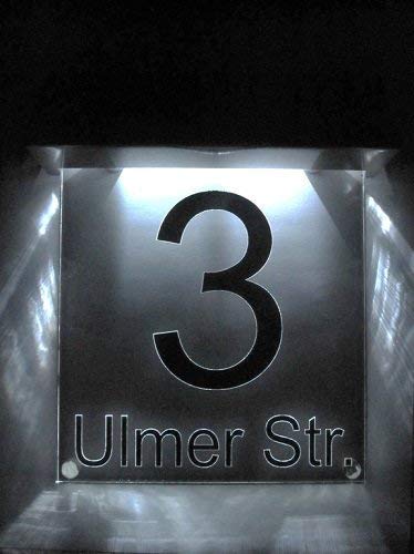 LED Solare Numero Civico Illuminato Acciaio Acrilico con Individuale Didascalia