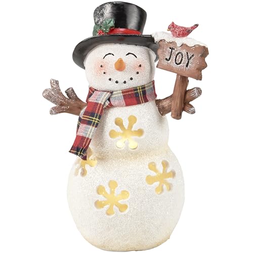 Primitives-by-Kathy-Lighted-Snowman-Joy-Figurine Primitives by Kathy Lighted Snowman Joy Figurine