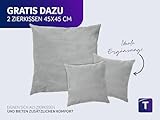 Traumnacht XXL Sofakissen 90x90 cm mit Cord Bezug + 2X Dekokissen 45x45 cm geschenkt, Öko-Tex Zertifiziert, produziert nach deutschem Qualitätsstandard