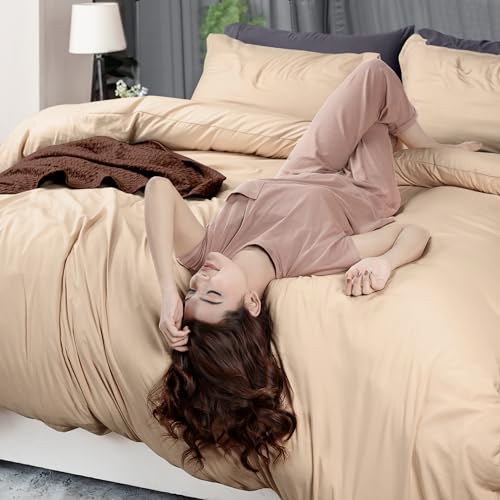 Utopia Bedding Duvet Cover King Size - 3 Piece with Zipper Closure - 1 Comforter Cover 104X90 Inches & 2 Pillow Shams 20X36 Inches (Beige) Comforter Not Included