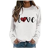 Generisch Langärmliger Kapuzenpullover mit Rundhalsausschnitt für Damen ohne Mütze (White, XXL)