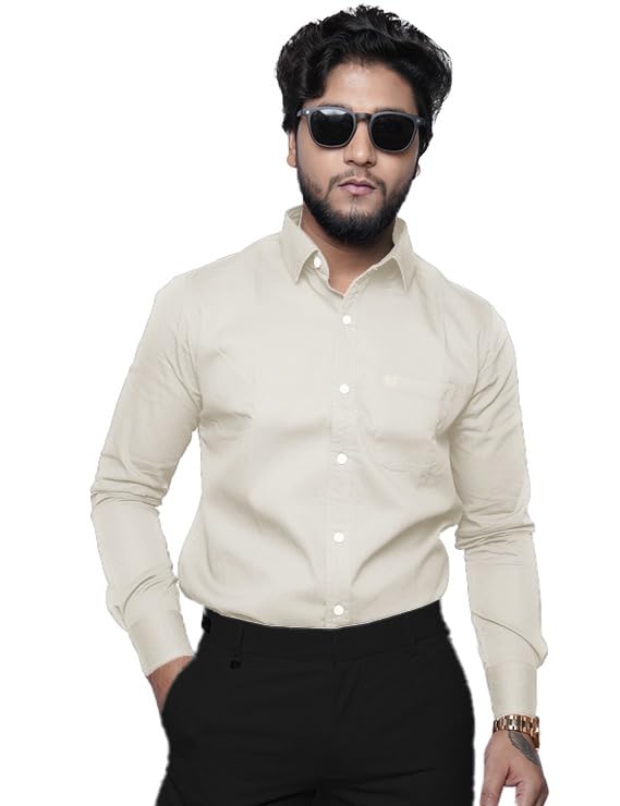 Image of Men's Slim Fit 100% Cotton Solid Full Sleeve Shirt | Premium Casual & Formal Wear for Men