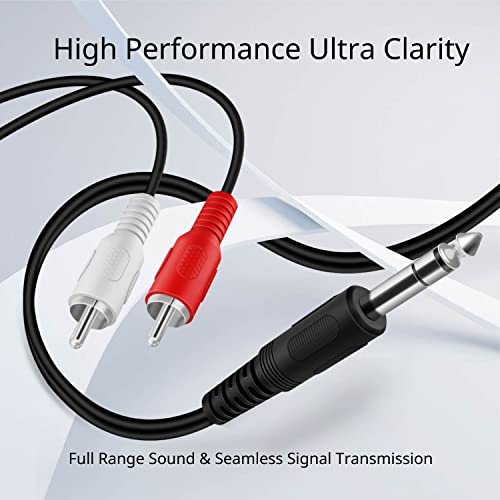 Tnp Premium 1/4 Inch (6.35Mm) Trs To Dual Rca Cable 3 Feet Balanced Trs Cable 1/4 Inch To 2 Rca Y Splitter, Red And White Male Rca To 1/4 Adapter Headphone Jack #TOP1