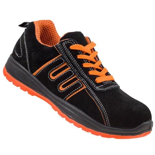 Urgent - Scarpe antinfortunistiche da lavoro, unisex, modello 216 S1 EN ISO 20345, nero/arancione, 42 EU