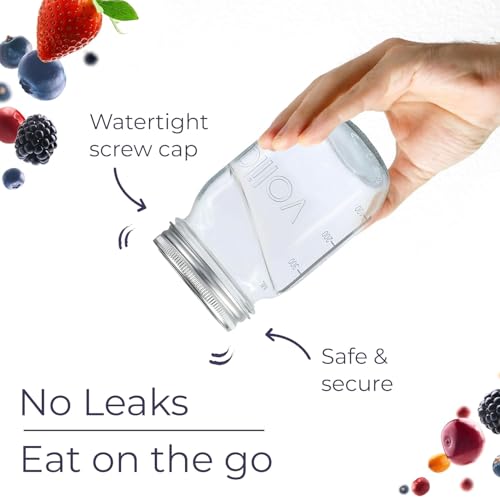 Foto von volila Mason Jar mit Deckeln - 490 ml Mehrzweck-Einmachgläser für Overnight Oats, Einlegen, Einmachen, Konservieren und Mahlzeitenvorbereitung - Luftdichte Einweckgläser (6er Pack - Normaler Deckel)