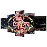 generic (80X150CM/5PCS) Frame Canvas Print Poster - American football San Francisco Field Stadium with Neon 49ers badge - Brandon Aiyuk Player Wall Art for Home and Office Decor
