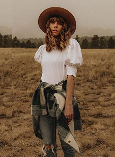 Dorose Women's Summer Short Sleeve Round Neck Casual Blouse Tops (Small, White) #TOP4