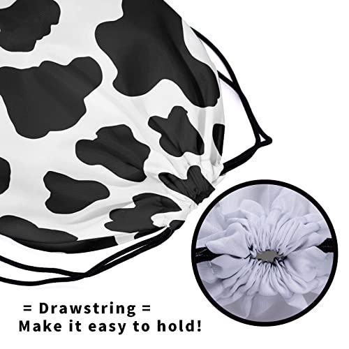 Image of Nerxy Cow Grip Bag for Gymnasts - Black White Grip Bags for Gymnastics Aesthetic Farm Animal Gym Bags Drawstring Storage Bags Spot Gym Pouch Bags